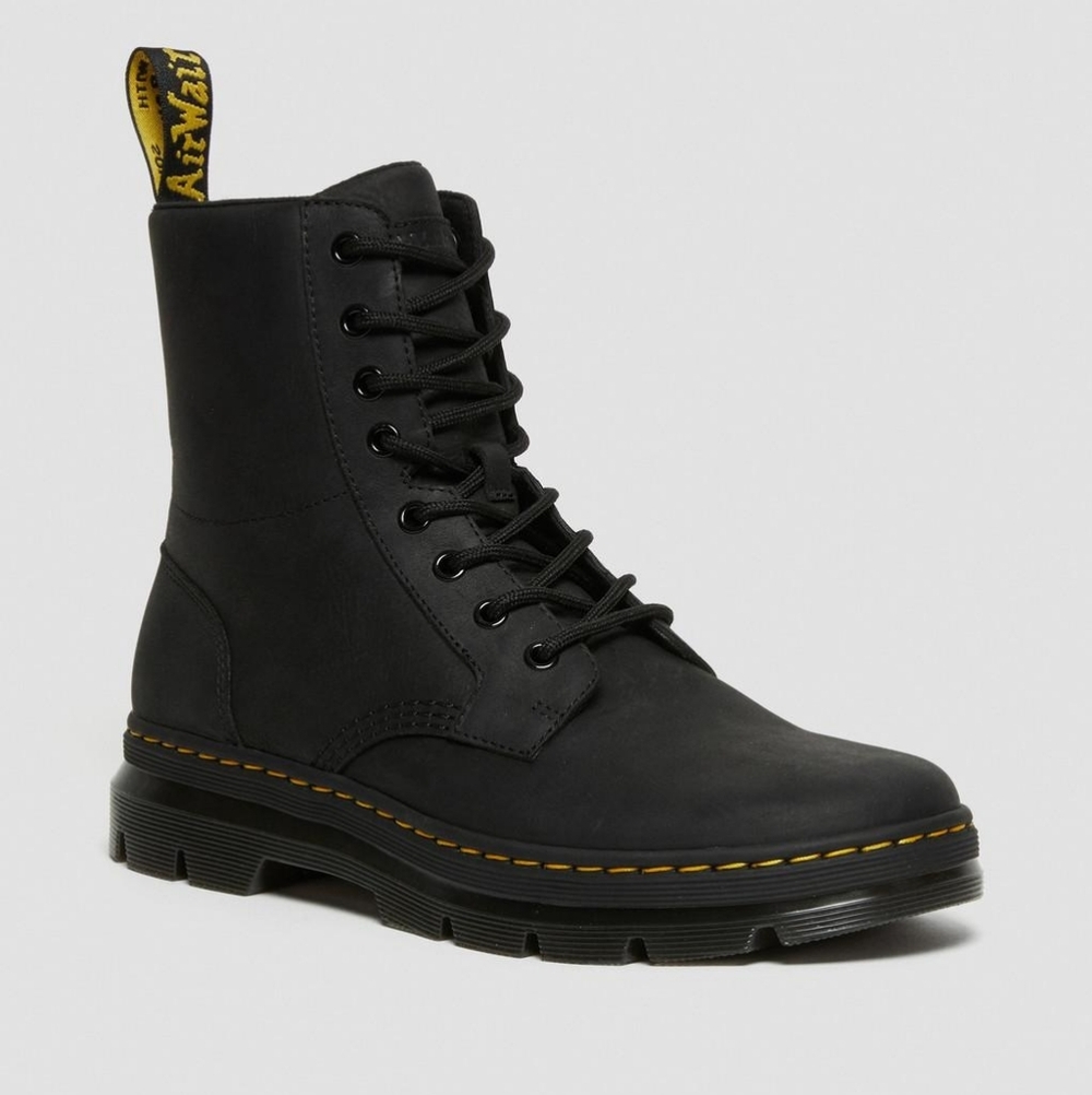 Dr. Martens Combs Black Leather Boots Women's  Size 8- Excellent Condition